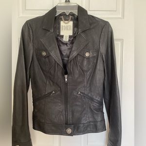 ♦️ BB DAKOTA leather jacket Sz S black moto jacket EUC cropped
